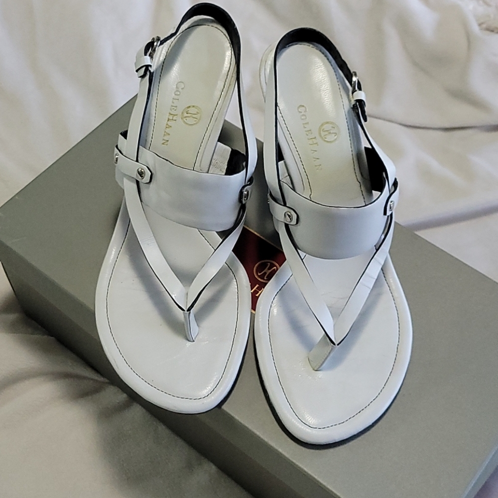 Ladies Cole Haan White Sandal - Picture 2 of 5
